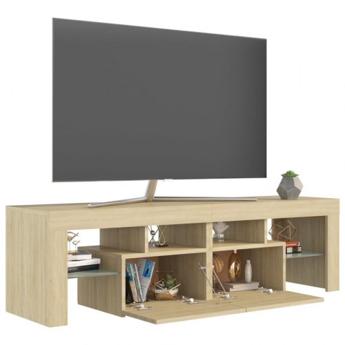Tv-bord med LED-lys 140 × 36,5 × 40 cm - sonoma eg
