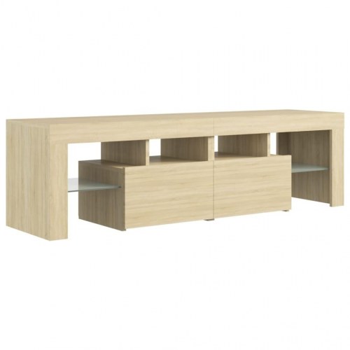 Tv-bord med LED-lys 140 × 36,5 × 40 cm - sonoma eg