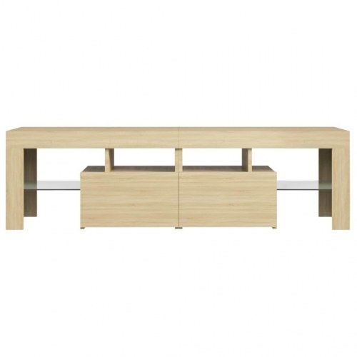 Tv-bord med LED-lys 140 × 36,5 × 40 cm - sonoma eg