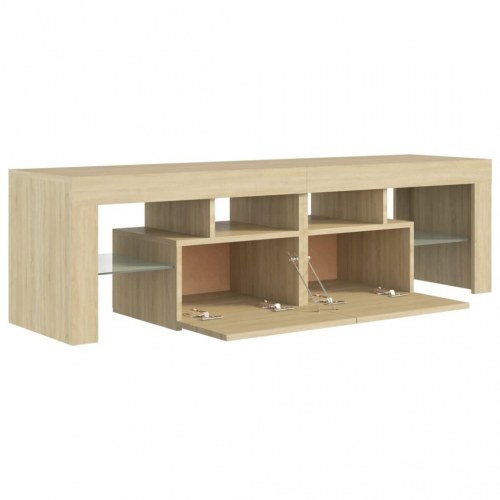 Tv-bord med LED-lys 140 × 36,5 × 40 cm - sonoma eg