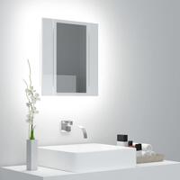 Badeværelsesskab m. spejl+LED-lys 40x12x45 akryl hvid højglans
