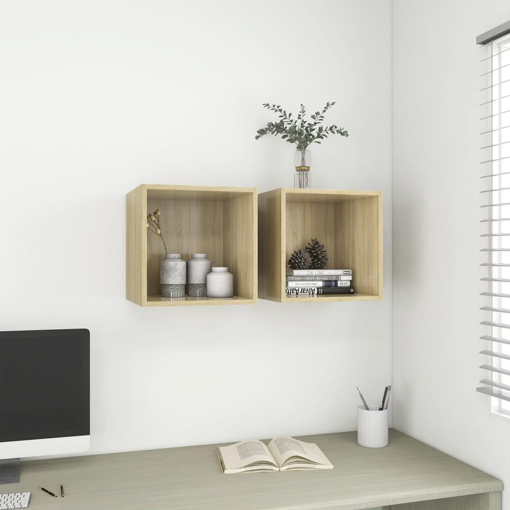 vidaXL vægskab 2 stk. 37x37x37 cm konstrueret træ sonoma-eg