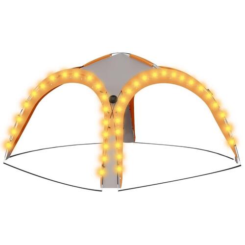 Festtelt med LED og 4 sidevægge 3,6x3,6x2,3 m grå og orange
