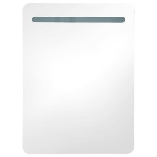 Badeværelsesskab med spejl + LED-lys 60x11x80 cm blank grå