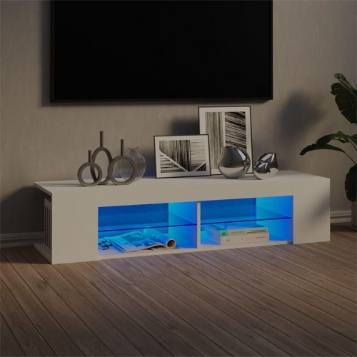 Tv-skab med LED-lys 135x39x30 cm hvid