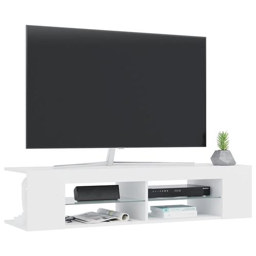 Tv-skab med LED-lys 135x39x30 cm hvid