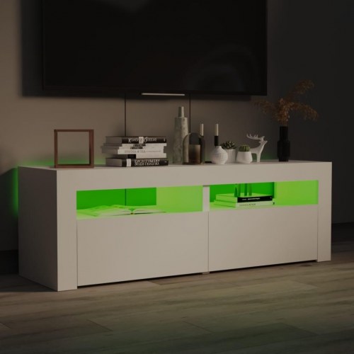 TV-bord med LED-lys 120 x 35 x 40 cm - hvid