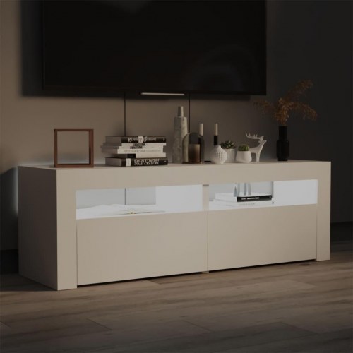 TV-bord med LED-lys 120 x 35 x 40 cm - hvid