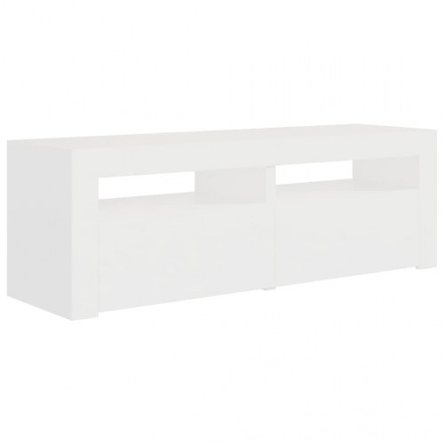 TV-bord med LED-lys 120 x 35 x 40 cm - hvid