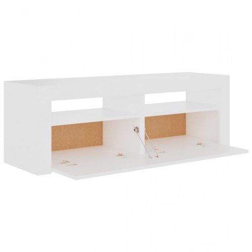 TV-bord med LED-lys 120 x 35 x 40 cm - hvid