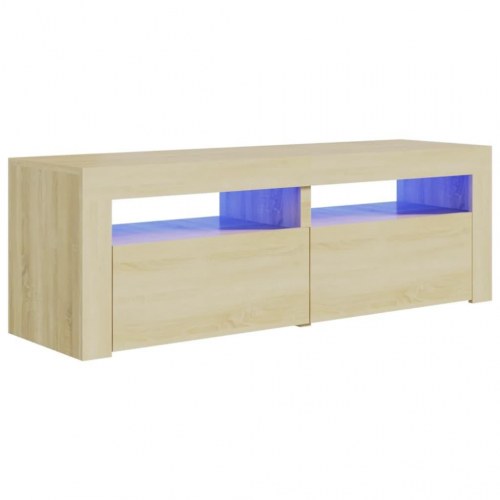 TV-bord med LED-lys 120 x 35 x 40 cm - sonoma-eg
