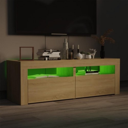 TV-bord med LED-lys 120 x 35 x 40 cm - sonoma-eg