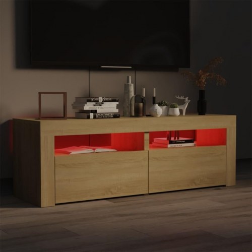TV-bord med LED-lys 120 x 35 x 40 cm - sonoma-eg