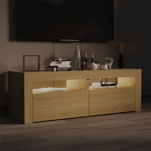 TV-bord med LED-lys 120 x 35 x 40 cm - sonoma-eg