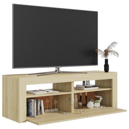 TV-bord med LED-lys 120 x 35 x 40 cm - sonoma-eg