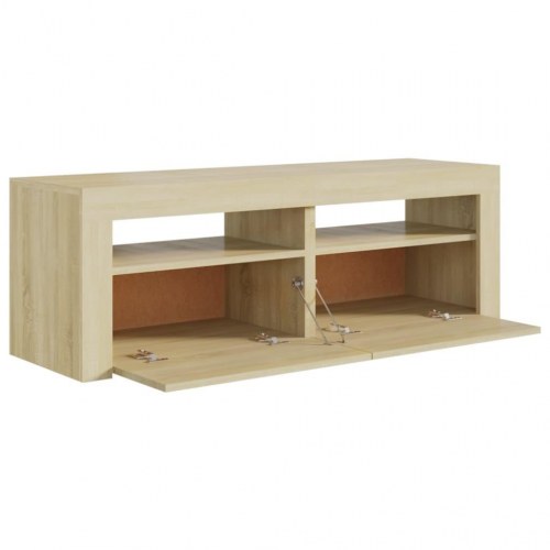 TV-bord med LED-lys 120 x 35 x 40 cm - sonoma-eg