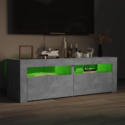 Tv-bord med LED-lys 120x35x40 cm betongrå