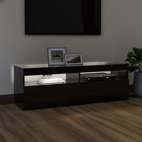 Tv-skab med LED-lys 120x35x40 cm sort højglans
