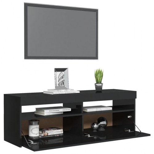 Tv-skab med LED-lys 120x35x40 cm sort højglans