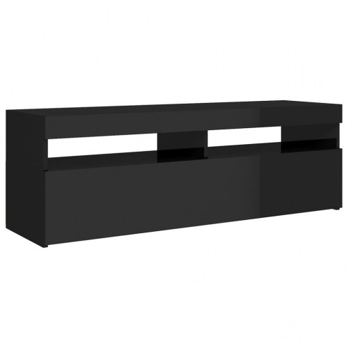 Tv-skab med LED-lys 120x35x40 cm sort højglans