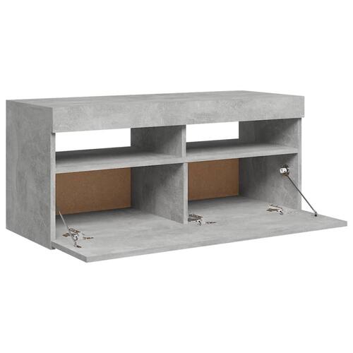 Tv-bord med LED-lys 90x35x40 cm betongrå