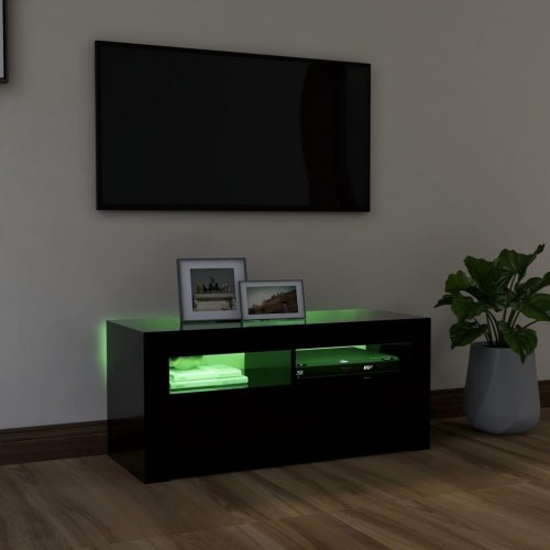 Tv-bord med LED-lys 90x35x40 cm sort
