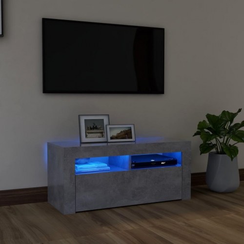Tv-bord med LED-lys - 90 × 35 × 40 cm, betongrå