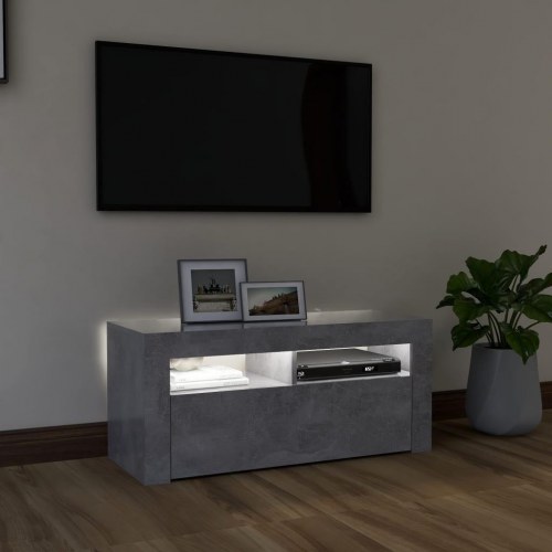 Tv-bord med LED-lys - 90 × 35 × 40 cm, betongrå