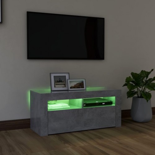 Tv-bord med LED-lys - 90 × 35 × 40 cm, betongrå