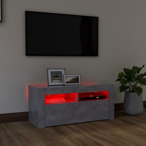 Tv-bord med LED-lys - 90 × 35 × 40 cm, betongrå