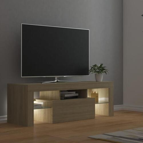 Tv-bord med LED-lys 120x35x40 cm sonoma-eg