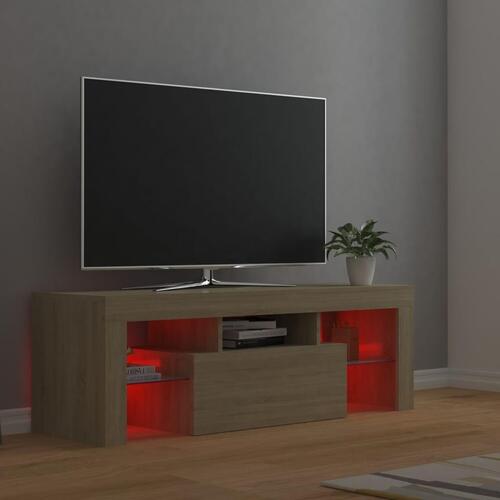 Tv-bord med LED-lys 120x35x40 cm sonoma-eg