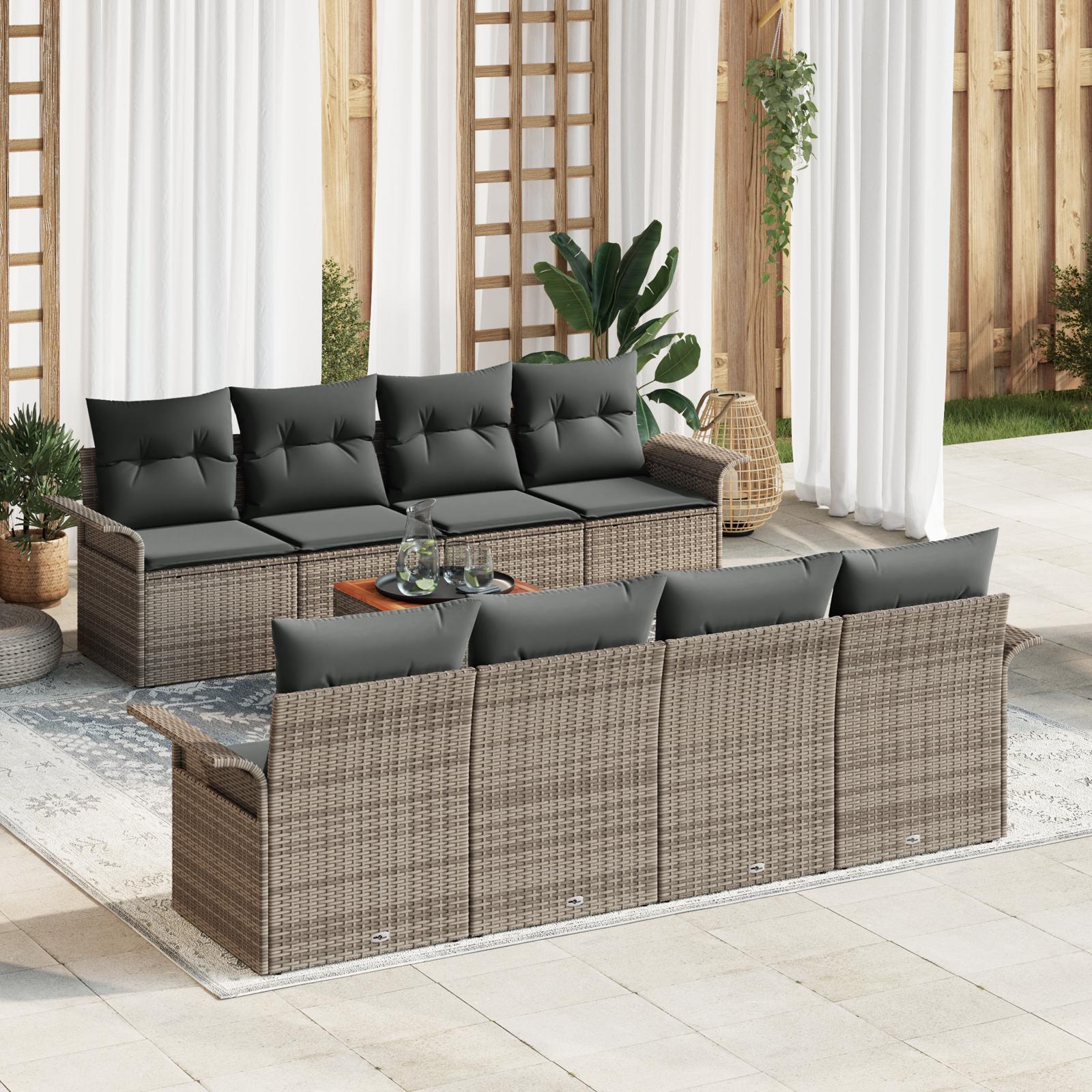 Havesofa SÃ¦t med pude med opbevaring 7 stk GrÃ¥ 55 x 55 x 37 cm