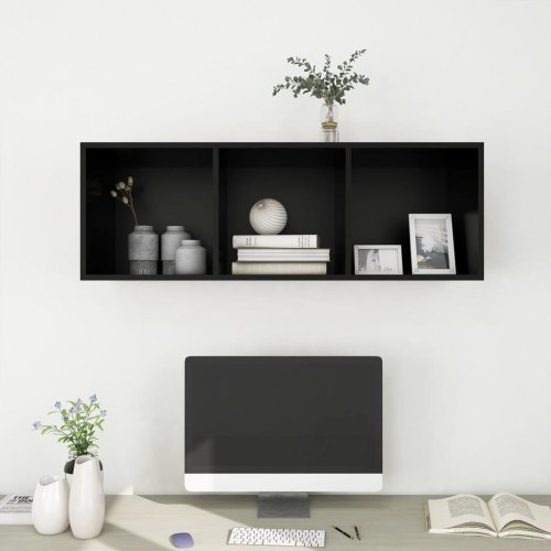 Væghængt tv-skab 37x37x107 cm konstrueret træ sort