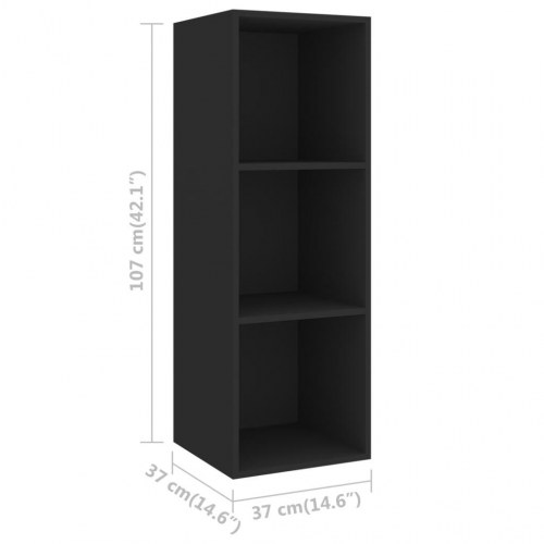 Væghængt tv-skab 37x37x107 cm konstrueret træ sort