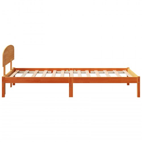 Sengestel med hovedgærde i massiv fyrretræ - voks brun 90 x 200 cm