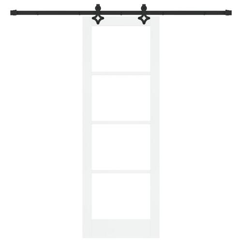 Glidedør med hardware sæt hvid 73,5x211 cm massivt træ fyr