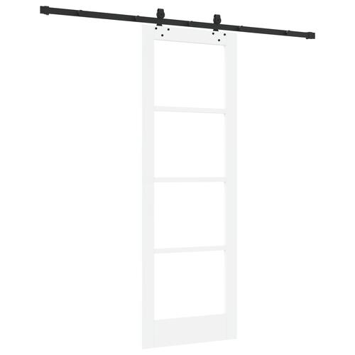 Glidedør med hardware sæt hvid 73,5x211 cm massivt træ fyr