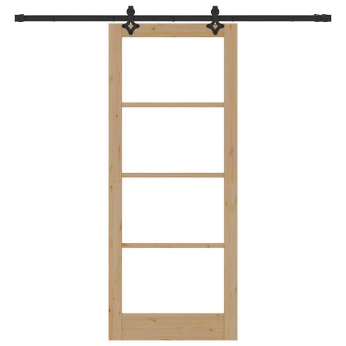 Glidedør med hardware sæt 86x211 cm massiv træ fyrretræ