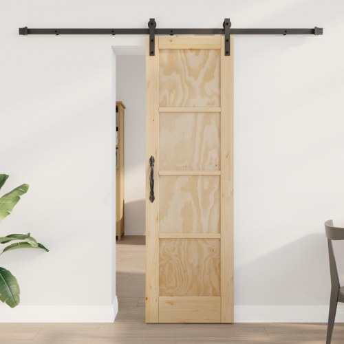 Glidende dør Naturfarvet og sort 61 x 198.5 cm