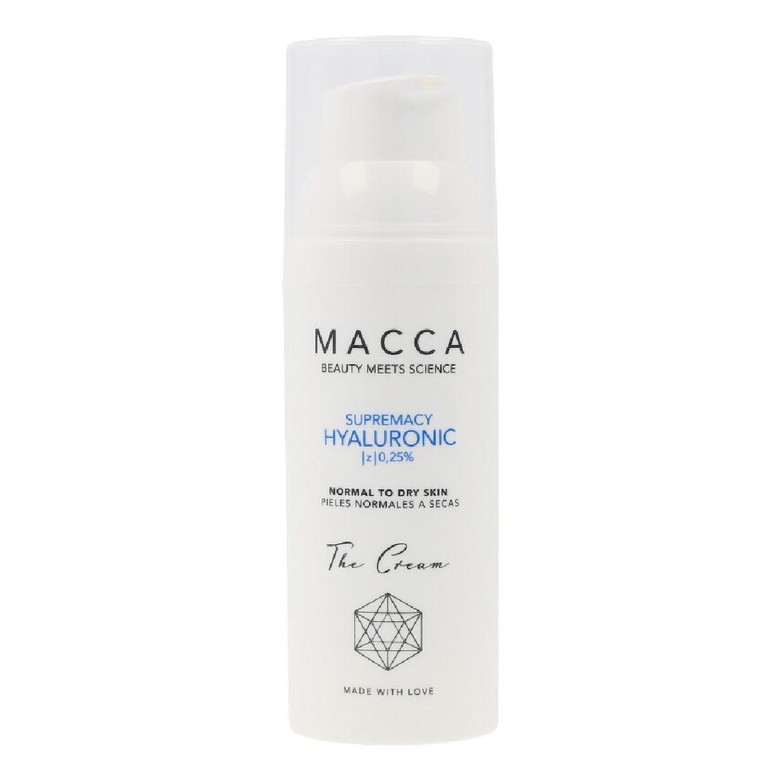 Macca Supremacy Hyaluronic Ansigtscreme 0,25% hyaluronsyre - til tør og normal hud (50 ml)
