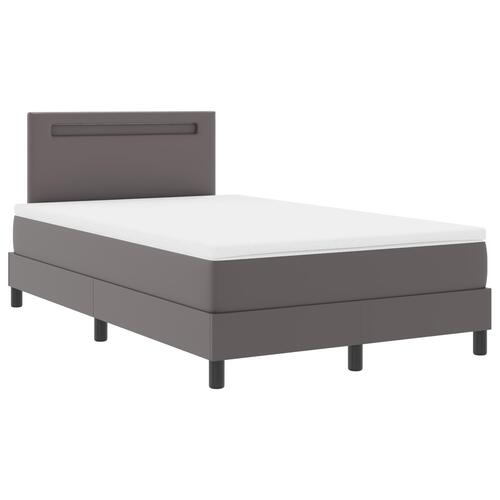 Box Spring Seng med Madras Grå Lille Dobbel Kunstlæder
