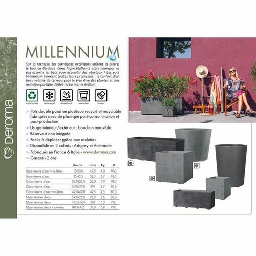 Selvvandende planter Deroma Grå 99 cm Plastik Rektangulær