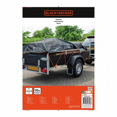 Trailerpresenning Black & Decker - Sort 1,6 × 2,5 m