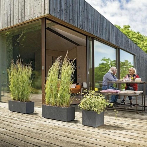 Deroma Cubo Millennium urtepotte - antracit, firkantet 25 cm