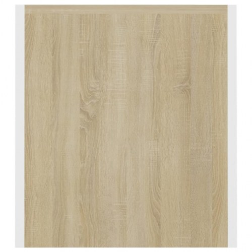 Tv-bord med LED-lys 120x35x40 cm hvid og sonoma-eg