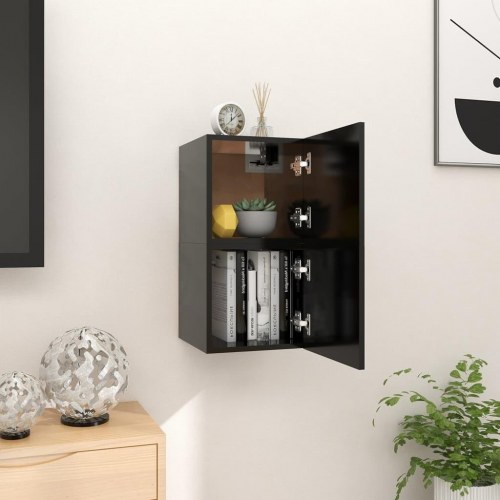 Væghængte tv-skabe 2 stk. - 30,5 × 30 × 30 cm - sort