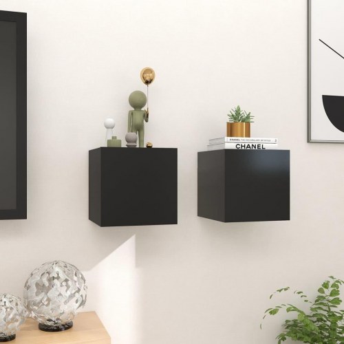 Væghængte tv-skabe 2 stk. - 30,5 × 30 × 30 cm - sort