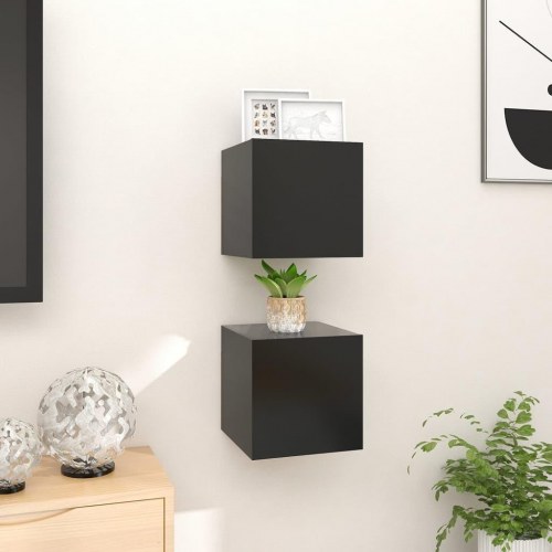 Væghængte tv-skabe 2 stk. - 30,5 × 30 × 30 cm - sort
