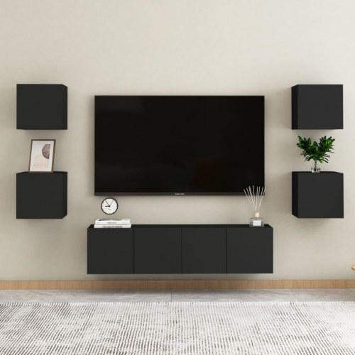 Væghængte tv-skabe 2 stk. - 30,5 × 30 × 30 cm - sort